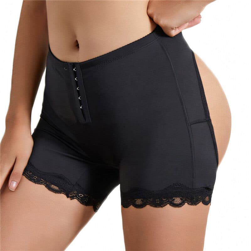 Hook Cut-out Butt Lifting Shapewear Shorts Black