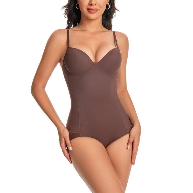 Brown Tummy Control Shapewear Bodysuit
