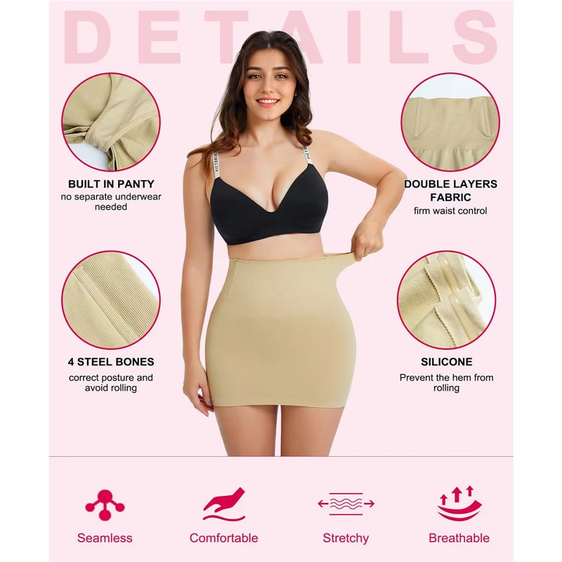 CS-25WS014F-5 Shapewear Half Slip Dress Beige