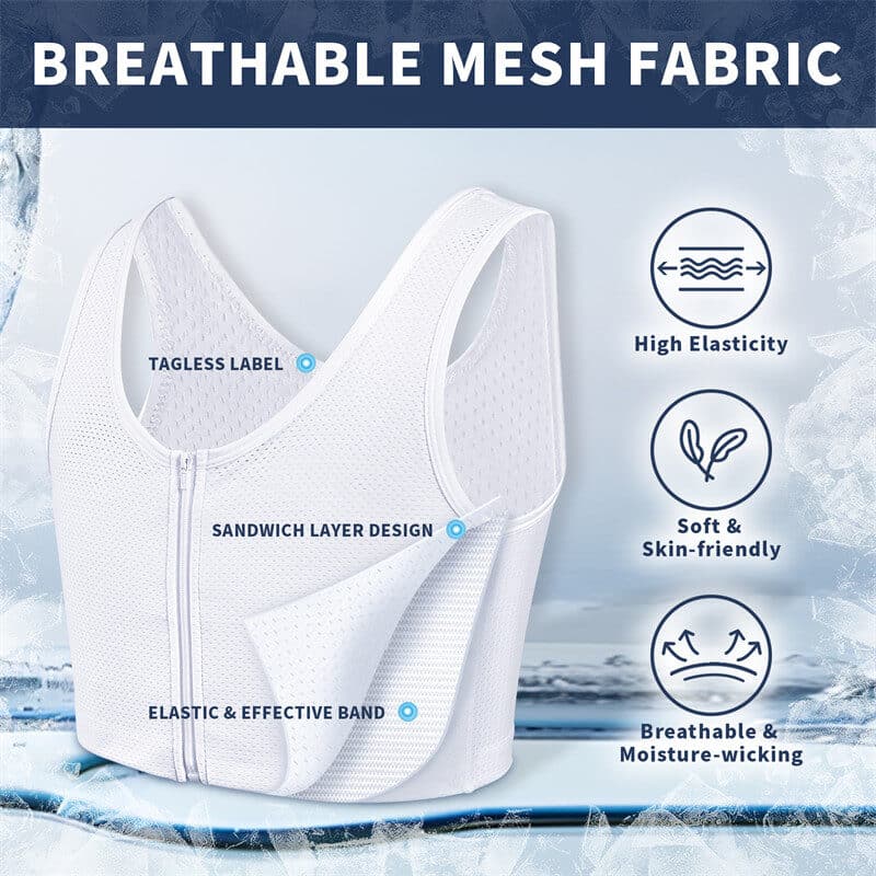 Zipper FTM Chest Binder White