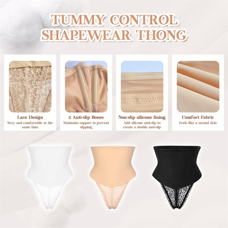 CS-25WP006F-Main-4 Mid Waisted Thong Shapewear Black