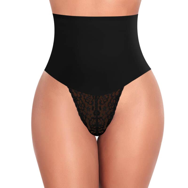 Mid Waisted Thong Shapewear Black
