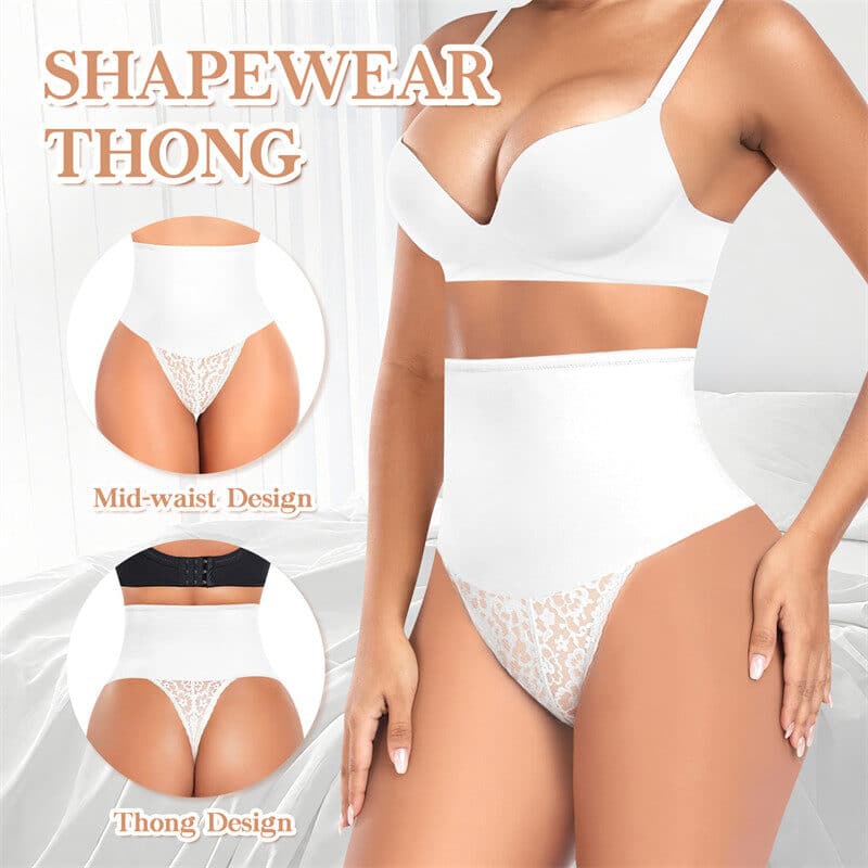 Mid Waisted Thong Shapewear White