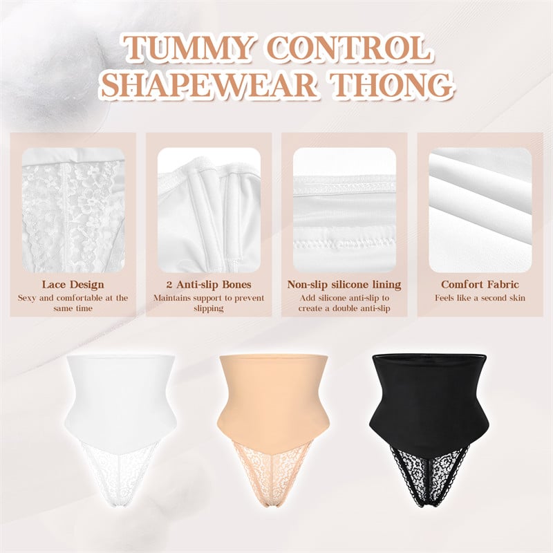 CS-25WP006W-Main-4 Mid Waisted Thong Shapewear White